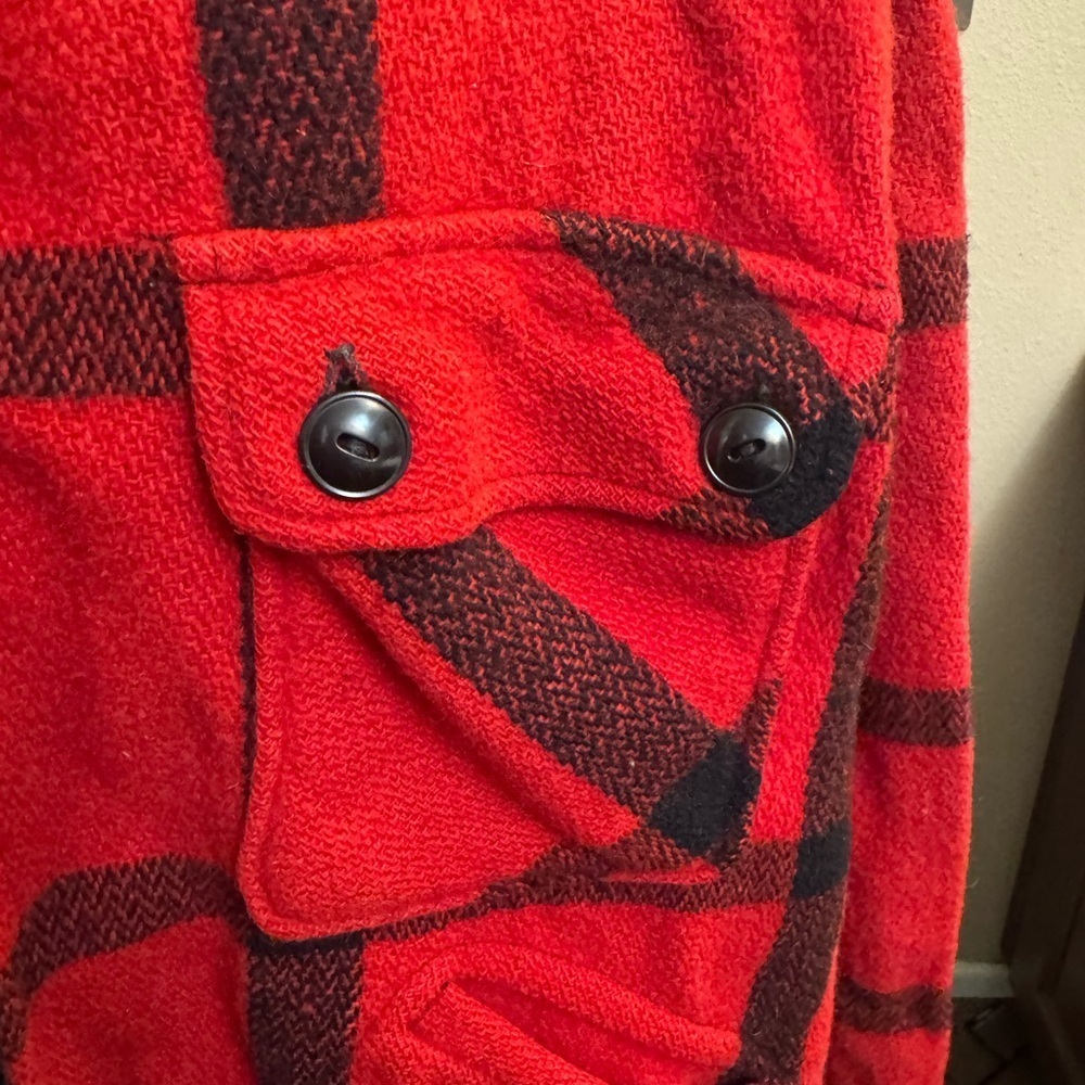 Vintage 100% Wool 70’s JC Penney Buffalo Plaid Red Blk Hunting Mackinaw Jacket - Picture 12 of 16